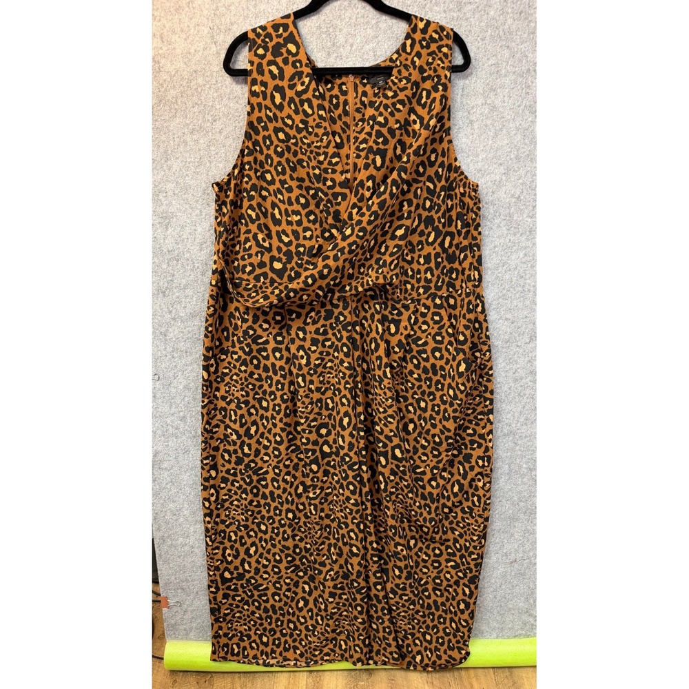 Worthington Woman Leopard Print Sleeveless Jumpsuit 2X NWT Animal Print Pockets